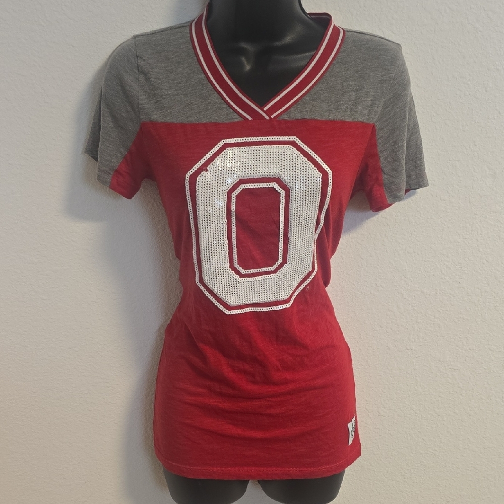 PINK VS Ohio State V-Neck Jersey Top